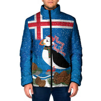 Personalised Iceland Christmas Padded Jacket Puffin Santa Winter Flag Style - Wonder Print Shop