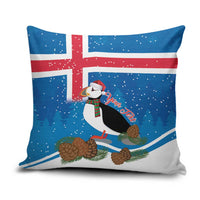 Personalised Iceland Christmas Pillow Cover Puffin Santa Winter Flag Style - Wonder Print Shop