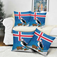 Personalised Iceland Christmas Pillow Cover Puffin Santa Winter Flag Style - Wonder Print Shop