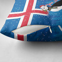 Personalised Iceland Christmas Pillow Cover Puffin Santa Winter Flag Style - Wonder Print Shop