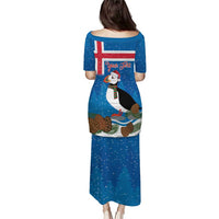 Personalised Iceland Christmas Puletasi Puffin Santa Winter Flag Style - Wonder Print Shop