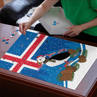 Personalised Iceland Christmas Puzzle Puffin Santa Winter Flag Style - Wonder Print Shop