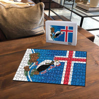 Personalised Iceland Christmas Puzzle Puffin Santa Winter Flag Style - Wonder Print Shop