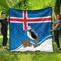 Personalised Iceland Christmas Quilt Puffin Santa Winter Flag Style - Wonder Print Shop