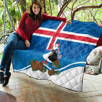 Personalised Iceland Christmas Quilt Puffin Santa Winter Flag Style - Wonder Print Shop