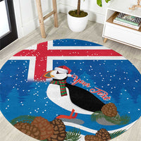 Personalised Iceland Christmas Round Carpet Puffin Santa Winter Flag Style - Wonder Print Shop