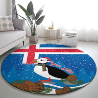 Personalised Iceland Christmas Round Carpet Puffin Santa Winter Flag Style - Wonder Print Shop