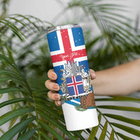 Personalised Iceland Christmas Skinny Tumbler Puffin Santa Winter Flag Style - Wonder Print Shop