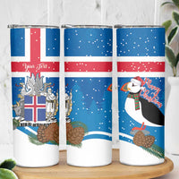 Personalised Iceland Christmas Skinny Tumbler Puffin Santa Winter Flag Style - Wonder Print Shop