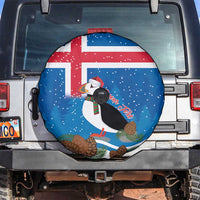 Personalised Iceland Christmas Spare Tire Cover Puffin Santa Winter Flag Style - Wonder Print Shop