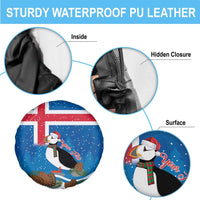 Personalised Iceland Christmas Spare Tire Cover Puffin Santa Winter Flag Style - Wonder Print Shop