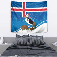 Personalised Iceland Christmas Tapestry Puffin Santa Winter Flag Style - Wonder Print Shop