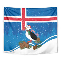 Personalised Iceland Christmas Tapestry Puffin Santa Winter Flag Style - Wonder Print Shop