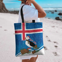 Personalised Iceland Christmas Tote Bag Puffin Santa Winter Flag Style - Wonder Print Shop