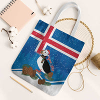 Personalised Iceland Christmas Tote Bag Puffin Santa Winter Flag Style - Wonder Print Shop