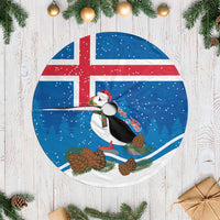 Personalised Iceland Christmas Tree Skirt Puffin Santa Winter Flag Style - Wonder Print Shop