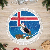 Personalised Iceland Christmas Tree Skirt Puffin Santa Winter Flag Style - Wonder Print Shop