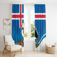 Personalised Iceland Christmas Window Curtain Puffin Santa Winter Flag Style - Wonder Print Shop
