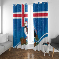 Personalised Iceland Christmas Window Curtain Puffin Santa Winter Flag Style - Wonder Print Shop
