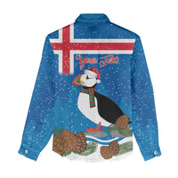 Personalised Iceland Christmas Women Casual Shirt Puffin Santa Winter Flag Style - Wonder Print Shop