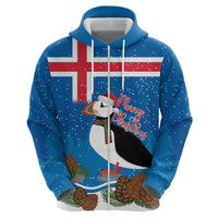 Personalised Iceland Christmas Zip Hoodie Puffin Santa Winter Flag Style - Wonder Print Shop