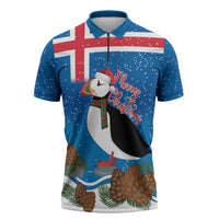 Personalised Iceland Christmas Zipper Polo Shirt Puffin Santa Winter Flag Style - Wonder Print Shop