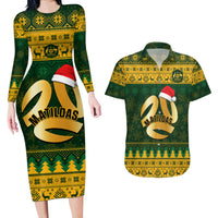 Personalised Australia Matildas Christmas Couples Matching Long Sleeve Bodycon Dress and Hawaiian Shirt Merry Xmas 2023 National Color - Wonder Print Shop