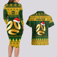Personalised Australia Matildas Christmas Couples Matching Long Sleeve Bodycon Dress and Hawaiian Shirt Merry Xmas 2023 National Color - Wonder Print Shop