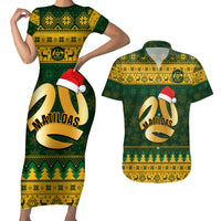 Personalised Australia Matildas Christmas Couples Matching Short Sleeve Bodycon Dress and Hawaiian Shirt Merry Xmas 2023 National Color - Wonder Print Shop