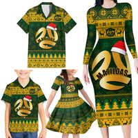 Personalised Australia Matildas Christmas Family Matching Long Sleeve Bodycon Dress and Hawaiian Shirt Merry Xmas 2023 National Color - Wonder Print Shop