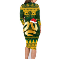 Personalised Australia Matildas Christmas Family Matching Long Sleeve Bodycon Dress and Hawaiian Shirt Merry Xmas 2023 National Color - Wonder Print Shop