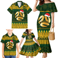 Personalised Australia Matildas Christmas Family Matching Mermaid Dress and Hawaiian Shirt Merry Xmas 2023 National Color - Wonder Print Shop