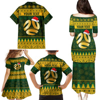 Personalised Australia Matildas Christmas Family Matching Puletasi Dress and Hawaiian Shirt Merry Xmas 2023 National Color - Wonder Print Shop