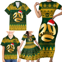Personalised Australia Matildas Christmas Family Matching Short Sleeve Bodycon Dress and Hawaiian Shirt Merry Xmas 2023 National Color - Wonder Print Shop