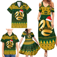 Personalised Australia Matildas Christmas Family Matching Summer Maxi Dress and Hawaiian Shirt Merry Xmas 2023 National Color - Wonder Print Shop