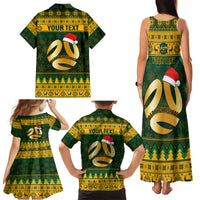Personalised Australia Matildas Christmas Family Matching Tank Maxi Dress and Hawaiian Shirt Merry Xmas 2023 National Color - Wonder Print Shop