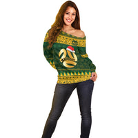 Personalised Australia Matildas Christmas Off Shoulder Sweater Merry Xmas 2023 National Color - Wonder Print Shop