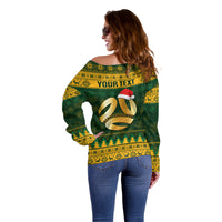Personalised Australia Matildas Christmas Off Shoulder Sweater Merry Xmas 2023 National Color - Wonder Print Shop