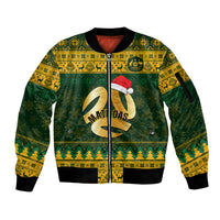 Personalised Australia Matildas Christmas Sleeve Zip Bomber Jacket Merry Xmas 2023 National Color - Wonder Print Shop