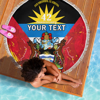 Personalised Antigua And Barbuda Independence Day Beach Blanket 42nd Anniversary Flag Style - Wonder Print Shop