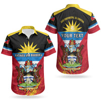 Couples matching bodycon dress and Hawaiian shirt, back view, black red yellow flag print