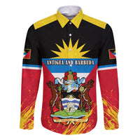 Personalised Antigua And Barbuda Independence Day Family Matching Long Sleeve Bodycon Dress and Hawaiian Shirt 42nd Anniversary Flag Style - Wonder Print Shop