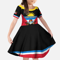 Personalised Antigua And Barbuda Independence Day Family Matching Short Sleeve Bodycon Dress and Hawaiian Shirt 42nd Anniversary Flag Style LT14