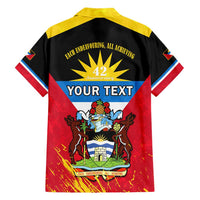 Personalised Antigua And Barbuda Independence Day Family Matching Short Sleeve Bodycon Dress and Hawaiian Shirt 42nd Anniversary Flag Style LT14
