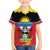Personalised Antigua And Barbuda Independence Day Family Matching Short Sleeve Bodycon Dress and Hawaiian Shirt 42nd Anniversary Flag Style LT14