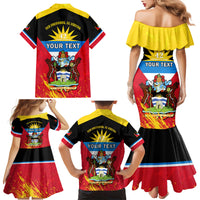 Personalised Antigua And Barbuda Independence Day Family Matching Mermaid Dress and Hawaiian Shirt 42nd Anniversary Flag Style - Wonder Print Shop