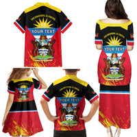 Personalised Antigua And Barbuda Independence Day Family Matching Puletasi Dress and Hawaiian Shirt 42nd Anniversary Flag Style - Wonder Print Shop