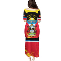 Personalised Antigua And Barbuda Independence Day Family Matching Puletasi Dress and Hawaiian Shirt 42nd Anniversary Flag Style - Wonder Print Shop