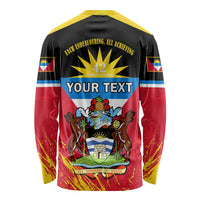Personalised Antigua And Barbuda Independence Day Long Sleeve Shirt 42nd Anniversary Flag Style - Wonder Print Shop