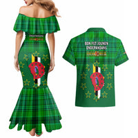 Dominica Independence Day Couples Matching Mermaid Dress and Hawaiian Shirt Dominik Sisserou Parrot With Madras Pattern - Wonder Print Shop